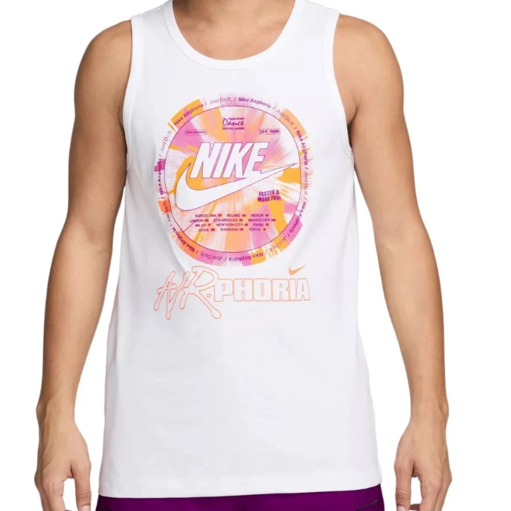 Nike Kids White Tank Top with Pink and Orange Design